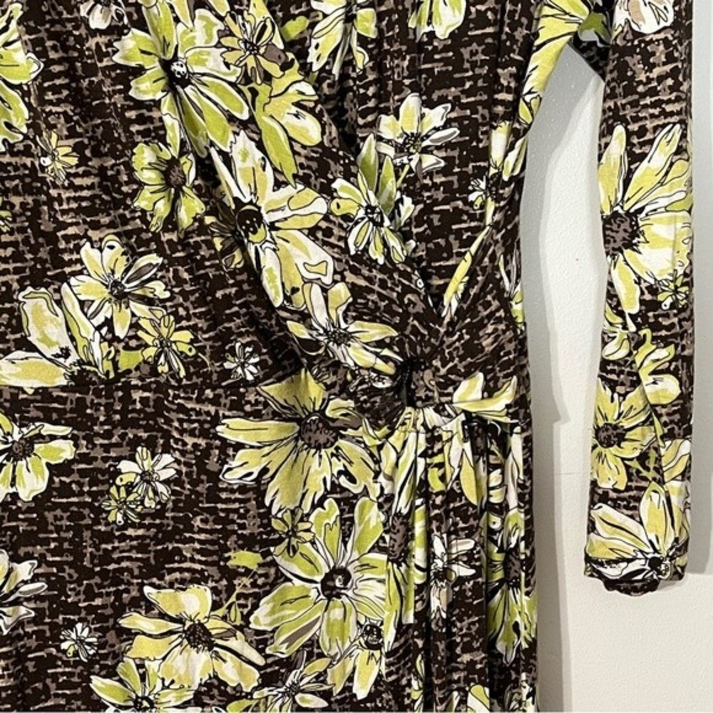 Pendleton Green Floral Pattern Print Wrap Dress - image 2